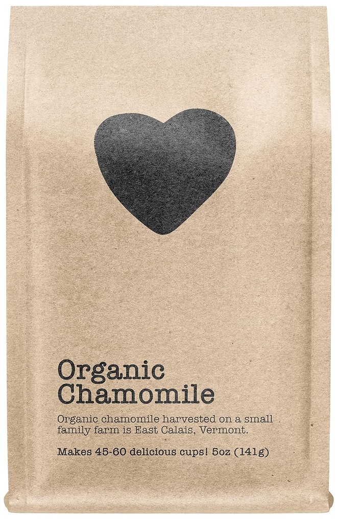 Camomilla Organica, 45-60 Serve, Eco-Conscious Zip Pouch, Caffeina Free, Pure Loose Leaf Tea Cresciuto in America, 5 Ounce (Medium)