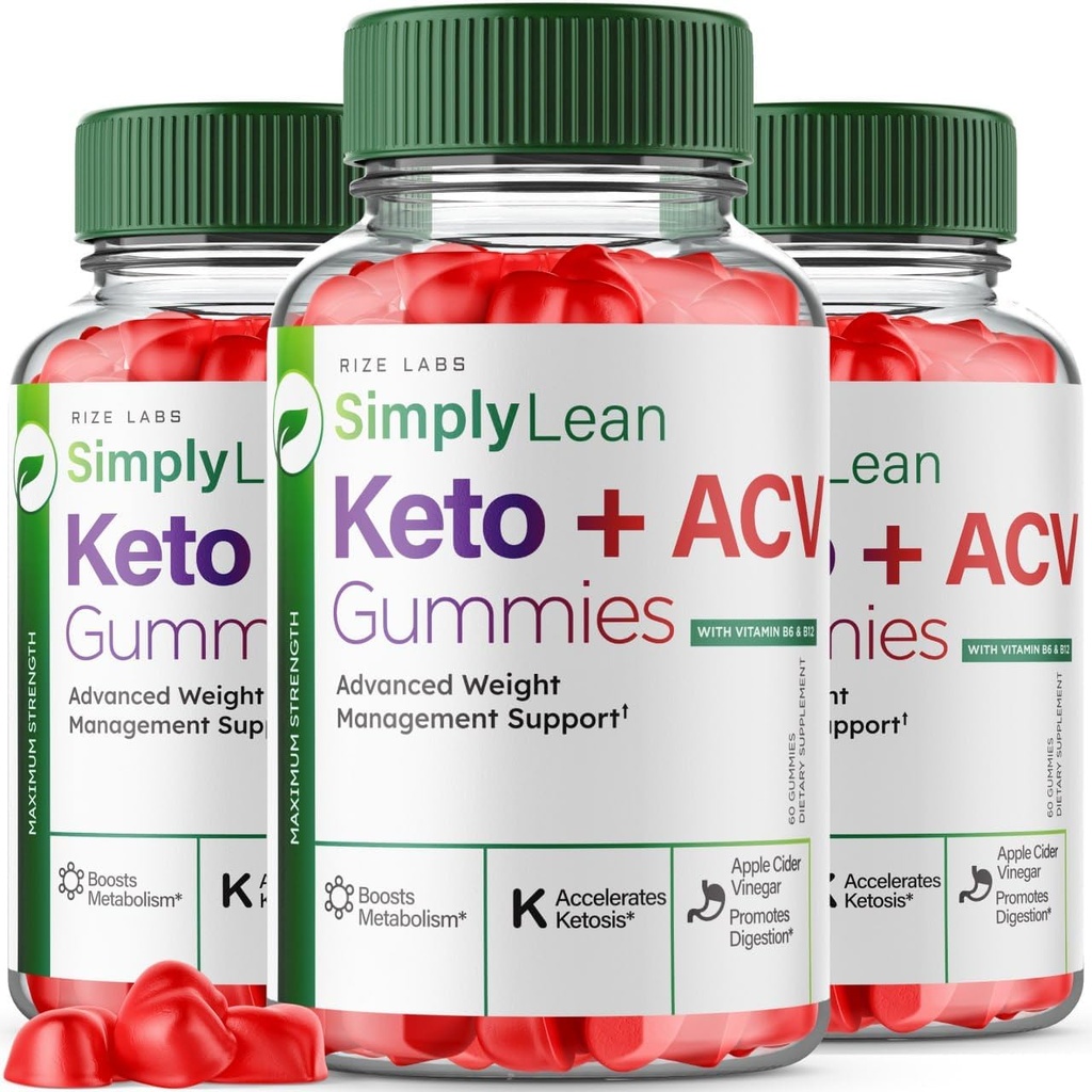 rize labs (Pack of 3 Simply Lean Keto + ACV Gummies per la perdita di peso avanzata, supplemento dietetico, Gomita di massima resistenza, Advanced Formula Review (180 Gummies)