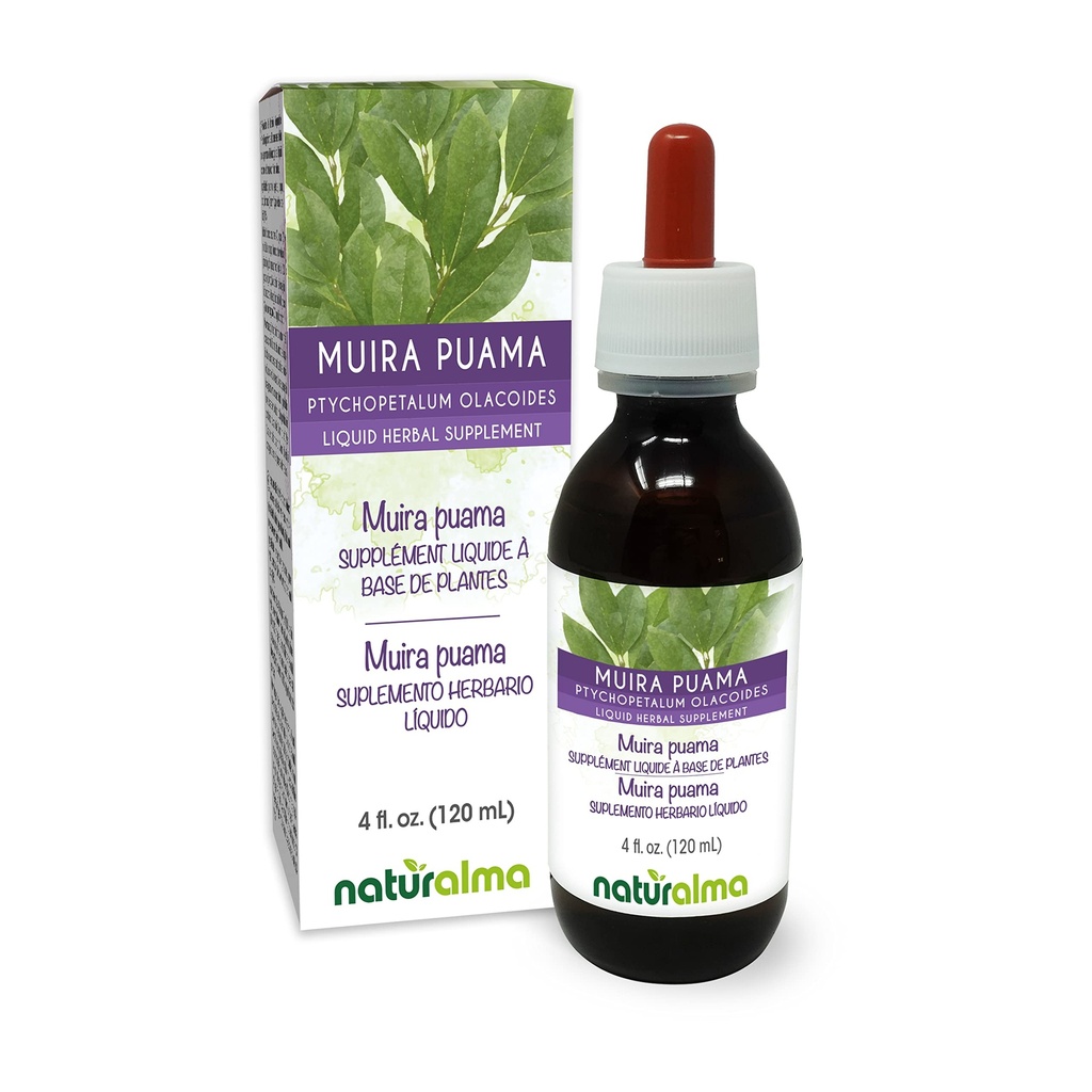 Naturalma Muira puama (Ptychopetalum olacoides) corteccia Alcol-Free Tincture - 4 fl oz Liquid Extract in Drops - Herbal Supplement - Vegan