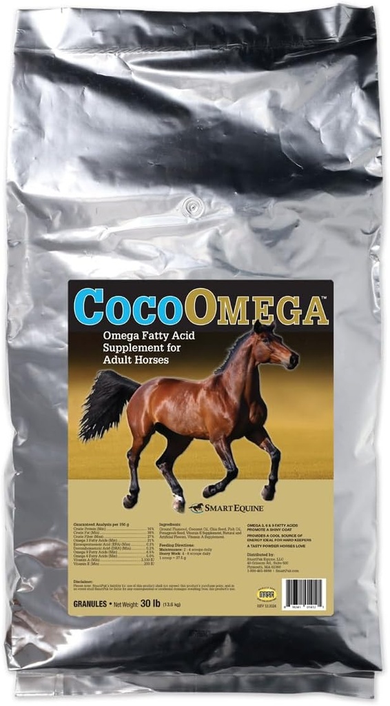 SmartEquine CocoOmega Granular | Integratori di cavalli per la pelle, Hoof, & Coat Health | Omega-3 acidi grassi | 30 LB