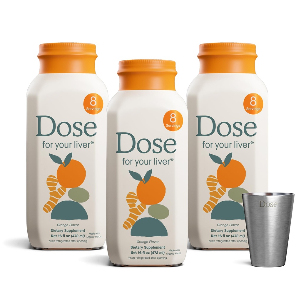DOSE per la vostra pulizia del fegato Detox & riparazione, fatto con il latte organico supplemento di cardo con curcuma, danesia, zenzero e arancione, Supporta la funzione di fegato sano, bottiglia di 16oz, 3 pacchetto (3 settimane di alimentazione)