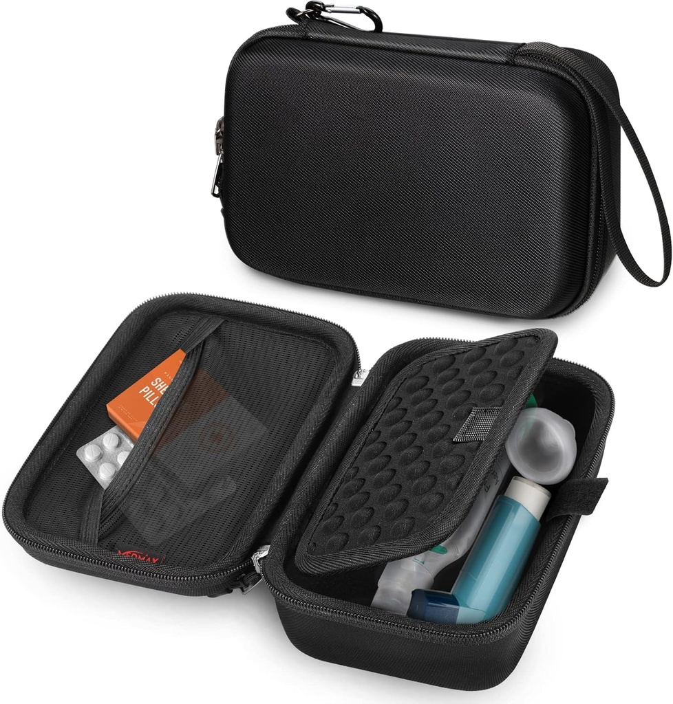 Hard Shell caso per nebulizzatore portatile Asthma Inhaler, portatile antigraffio viaggio caso di trasporto per inalatori personali Nebulizador per problemi di respirazione Nebulizzatore portatile, nero