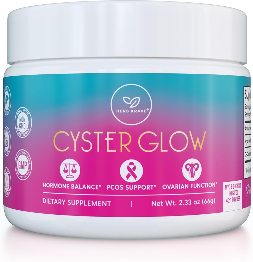 Cyster Glow Premium Myo-Inositol e D-Chiro Inositol Powder PCOS Supplemento per le donne -Ideal 40:1 Ratio-Hormone Balance, Fertilità, Funzione ovarica sana -Vitamin B8-30 Day Supply