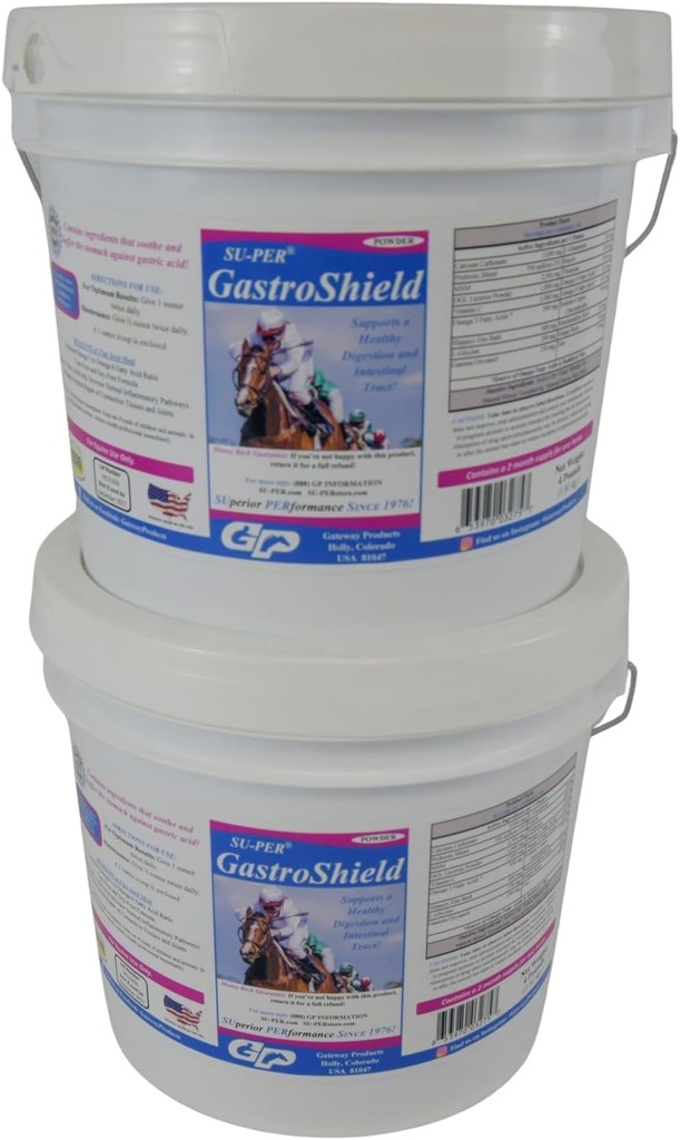 SU-PER GastroShield Equine Probiotics Powder - Supplemento di digestione di cavalli per la salute gastrica - Supporta la digestione sana e il tratto intestinale - 4 Pound, 2 mesi di alimentazione