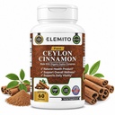 Capsule di cannella organiche, energia, cuore e supporto Metabolismo, Certificati Pillole di Cannella Organica Ceylon, Non OGM, Vegan, Gluten-Free - 60 Capsule