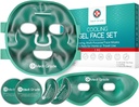 Medi Grade Cooling Ice Face Mask and Cooling Eye Mask for Puffy Eyes & Migraine Relief - Self Care Face Ice Pack con ChillGel Face Ice Mask Technology - Cooling Face Mask, Eye Pads and Bag