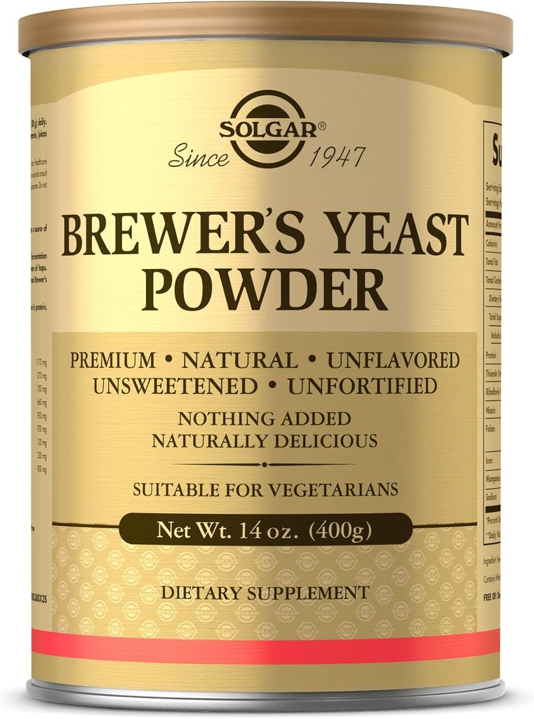 Polvere di lievito di birra di Solgar, 14 oz - Fonte ricca di aminoacidi, Vitamine B-Complex, Minerali, & Proteine - Naturale, Non aromatizzata, Non zuccherata - Latticini Free, Vegetariano - 13 Serve (La pulizia può variare)
