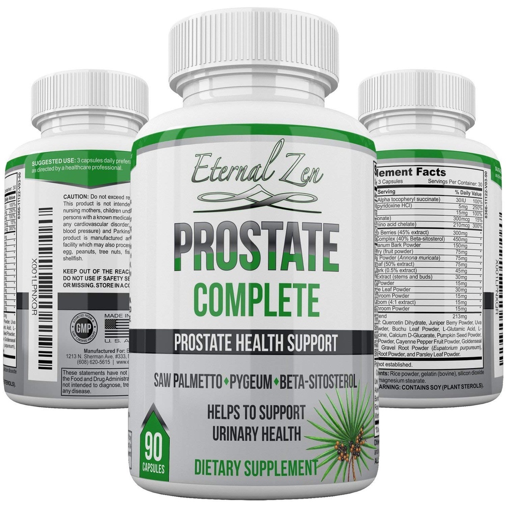 Integratori completi di supporto per la salute di erbe della prostata per gli uomini, Saw Palmetto Stinging Nettle Pygeum Beta-sitosterol Reishi Shiitake, 90 Count Capsule