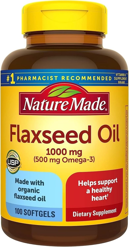 Olio di semi di lino naturale 1000mg, 100 Liquid Softgels (Pack of 4)