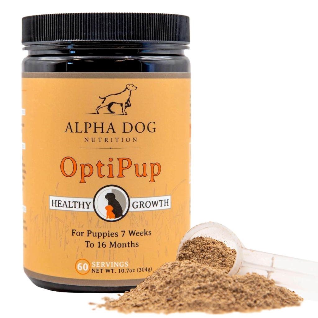 Alpha Dog Nutrition OptiPup All-in-1 Puppy Multivitamin Contiene 31 Superfoods Compresi Probiotici e Prebiotici per il supporto digestivo, Skin & Immune Health e la crescita ottimale (60 Serve)