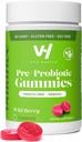 VitaHustle Pre + Probiotic Gummies, Vegan, Gut Health, Digestione, Bloating, Rilievo, Supporto Immune, Basso Zucchero, Basato sulle piante, Non OGM, Gut Flavor, 50 Conte