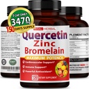 Premium High Purity Quercetin 98% con capsule Bromelain per la massima potenza con tè verde Ashwagandha - Supporta la forza di salute generale Energia - 150 giorni di alimentazione