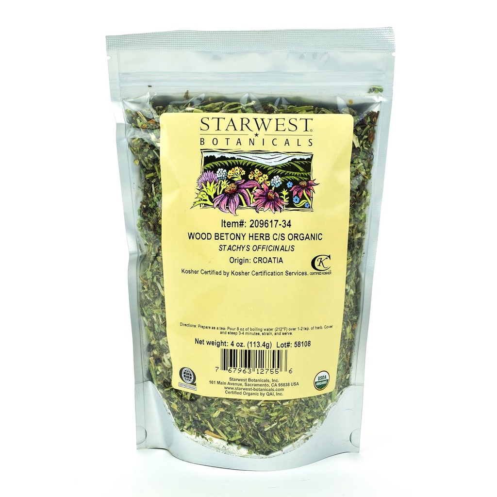Botanical Organic Wood Betony Herb C/S, 4 once