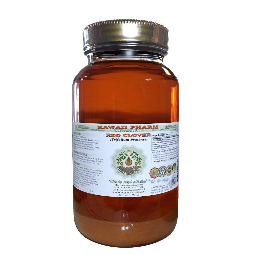 Estratto di liquido senza alcool di Clover rosso, Clover rosso (Trifolium Pratense) Seed Glycerite Natural Herbal Supplement, Hawaii Pharm, USA 32 fl.oz
