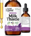 Gocce di estratto di cardo selvatico e organico - Supporto per la pulizia del fegato - Tintura di disintossicazione del fegato del cardo - Supplemento di silymarin - Semi di silybum Marianum - Vegan, Sugar & Alcohol-Free - 2 fl oz