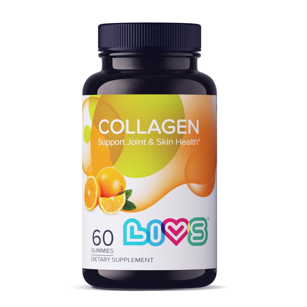 LIVS Collagen Gummies per donne e uomini | Peptidi multi collagene - Peptidi di collagene idrolizzati | Polvere di collagene alternativa per pelle, capelli, unghie e giunti | Gluten Free 100mg Marine Collagen/Dose