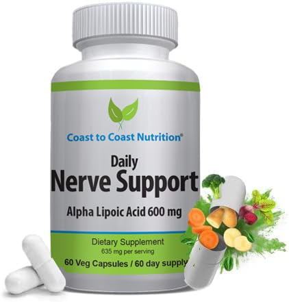 Nerve Support - Advanced Nerve Relief con Alpha Lipoic Acid 650 mg - Vitamine di Nerve per la Facilità di Mani, Gambe e Pollici - 60 capsule / 30 giorni di alimentazione