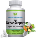Nerve Support - Advanced Nerve Relief con Alpha Lipoic Acid 650 mg - Vitamine di Nerve per la Facilità di Mani, Gambe e Pollici - 60 capsule / 30 giorni di alimentazione
