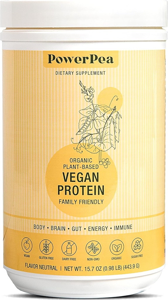 Proteine vegane senza aroma - USDA Organico con Vitamine, Fibra, Omega 3, Turmerico, Nutrizione per bambini, Non OGM, Latticini Free, Allergeni Gratis, Zucchero & Gluten Free