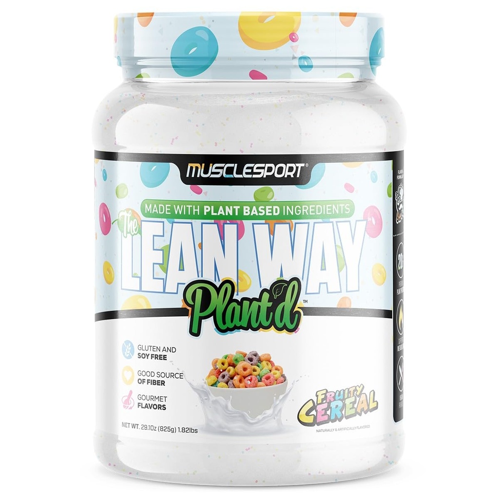 Musclesport Lean Way Plant Protein - Pea Protein e Brown Rice Protein Blend, con CLA, MCT e L-Carnitina - 20 Serve (Fruity Cereal)