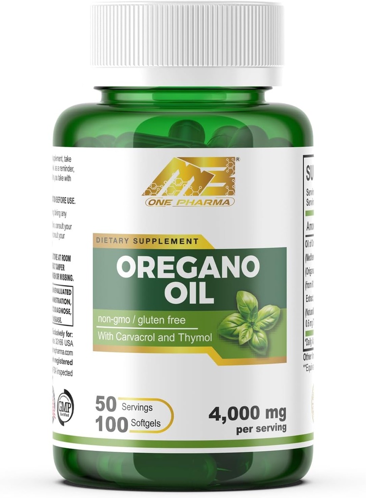 MB Un Olio di Oregano 4000mg– 65:1 Estratto dall'Oregano Mediterraneo - Alto in Carvacrol– Resistenza Extra- 100 Softgels Non OGM, Gluten Free