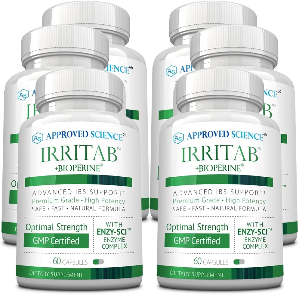 Approved Science Irritab - Natural Digestive Enzyme Support - Supporto totale - 6 mesi di fornitura