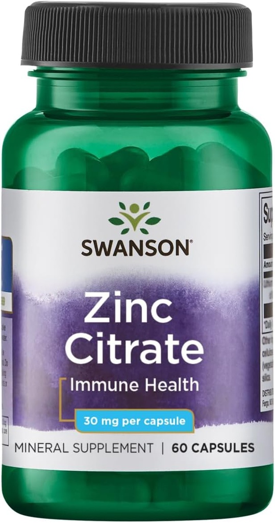 Swanson Zinc (Citrate) 30 Milligrammi 60 capsule
