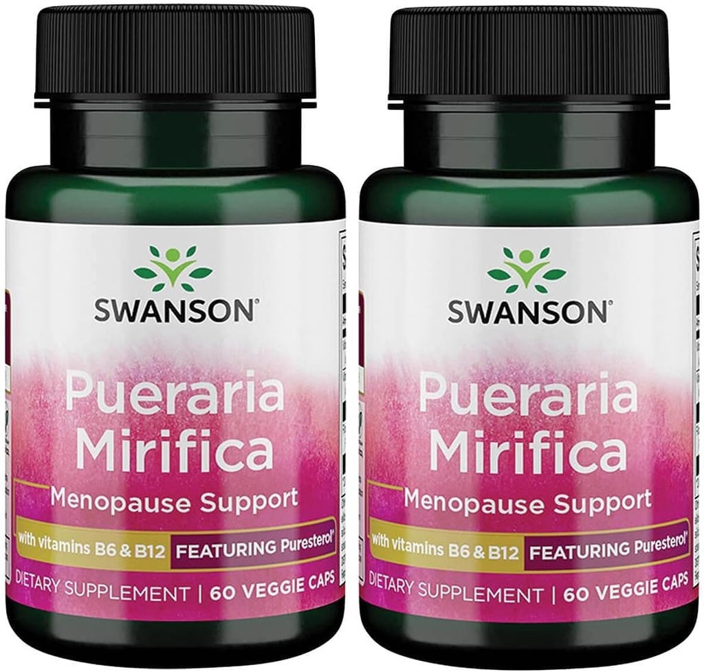 Swanson Pueraria Mirifica con B6 '&' B12 - Con la Partecipazione di Puresterol 60 Veg Caps 2 Pack