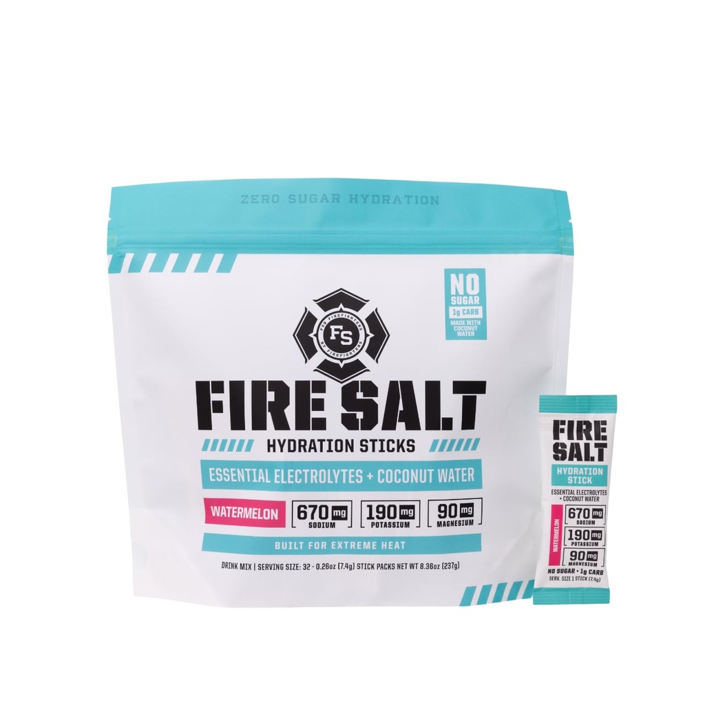 Bastoncini di idratazione del sale da fuoco, elettroliti e acqua di cocco, miscela di bevanda di idratazione con magnesio, potassio e sodio, zucchero zero, servizio singolo sui pacchetti di go, aroma di anguria, 32 conte