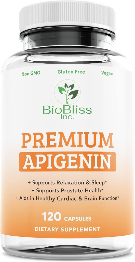 Apigenin Supplement– 50mg 120 Caps, 4 mesi di alimentazione-Potent Bioflavonoid & Antioxidant.*Aiuti leggeri per il Rilassamento, Prostate Health & More* Non-GMO -Gluten Free- Vegan