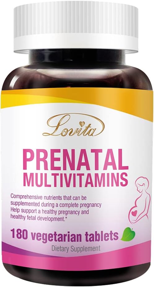 Lovita Prenatal Multivitamins - Supporto Nutriente Comprehensive per Prima, Durante e Post Gravidanza - 180 Compresse Vegetariane