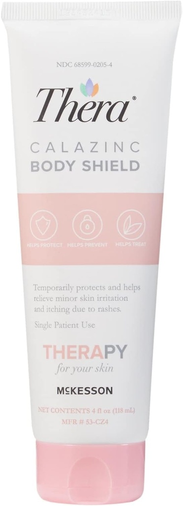 McKesson's Thera Calazinc Body Shield, Calamine with Zinc Cream -Skin Barrier Ointment for Eczema, Psoriasis, Diaper Rash - 4 oz. Tubo, 1 Conte