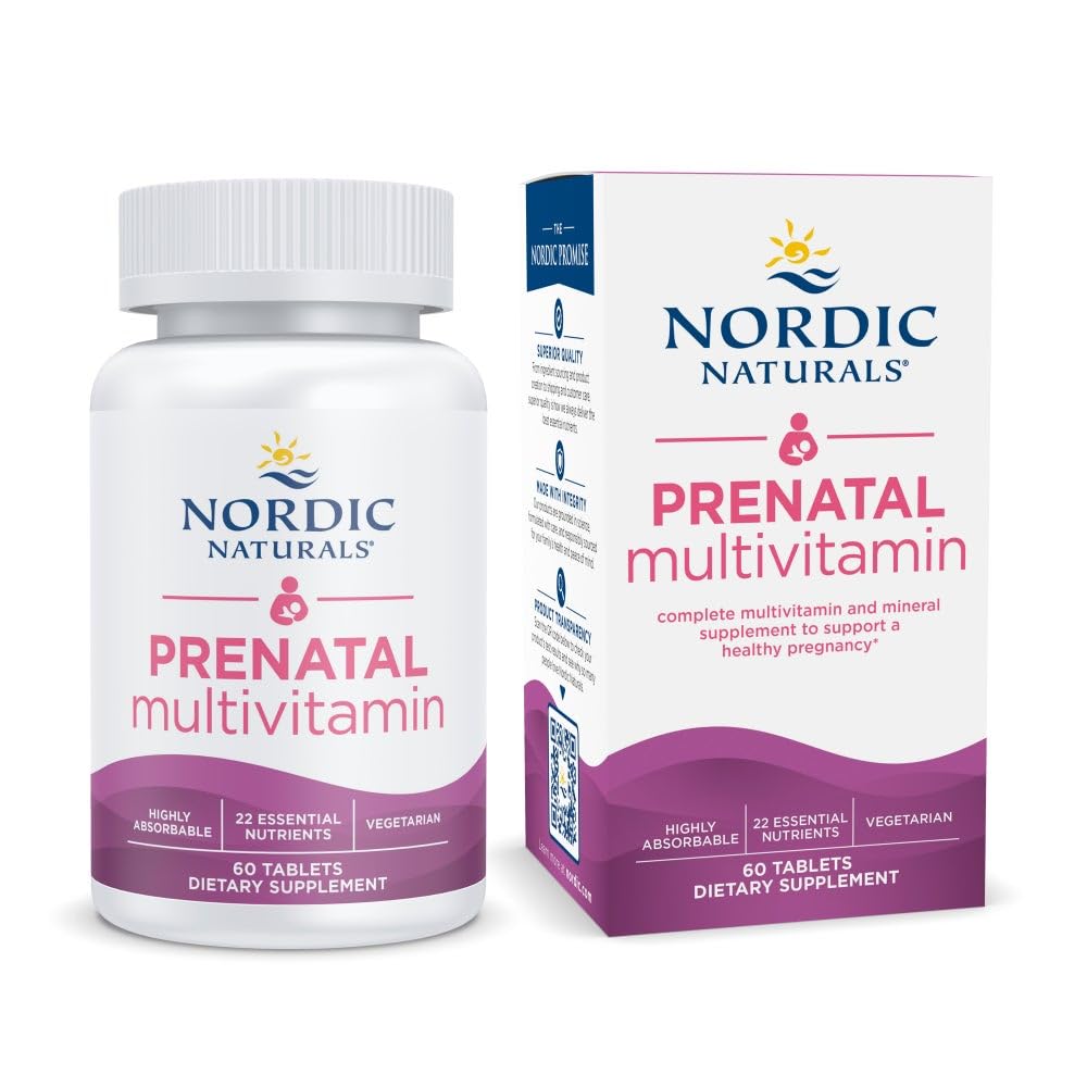 Multivitamina Prenatale per le Donne - Vitamine Prenatali Vegetariane Giornaliere - 22 Nutrienti Essenziali, Compresi B6, Folate e Ferro - 60 Comprese - 30 Serve