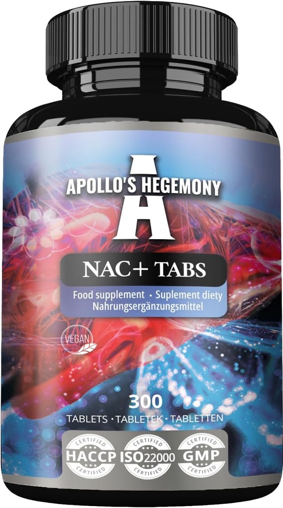 APOLLO'S HEGEMONY NAC+ 150 mg - N-Acetyl L-Cysteine and Artichoke Extract, 300 Vegan Tablets, 1200 Servings, Aminoacido Integratore alimentare, Supporta la salute del disintossicante e del fegato