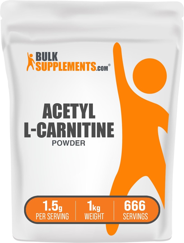 BulkSupplements.com Acetyl L-Carnitine Powder - ALCAR Powder, Acetyl L-Carnitine 1500mg, Carnitina Supplement - Gluten Free, 1500mg per Serving, 5kg (11 lbs) (Pack of 5)