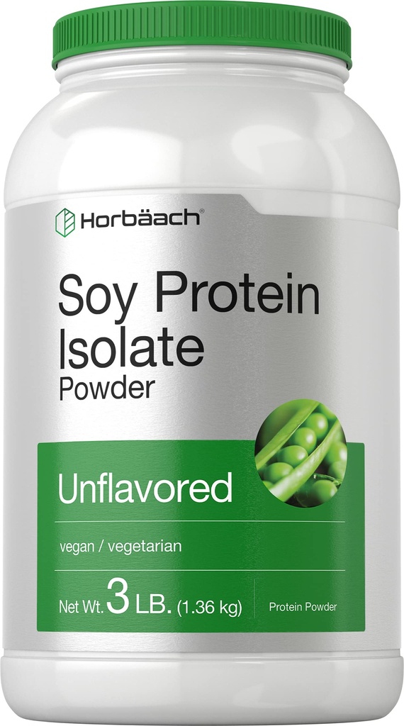 Horbaach Soy Protein Isolate Powder | 3 lb | Non aromaed | per le donne e gli uomini | Vegetariano, Vegan, Non OGM e Gluten Free