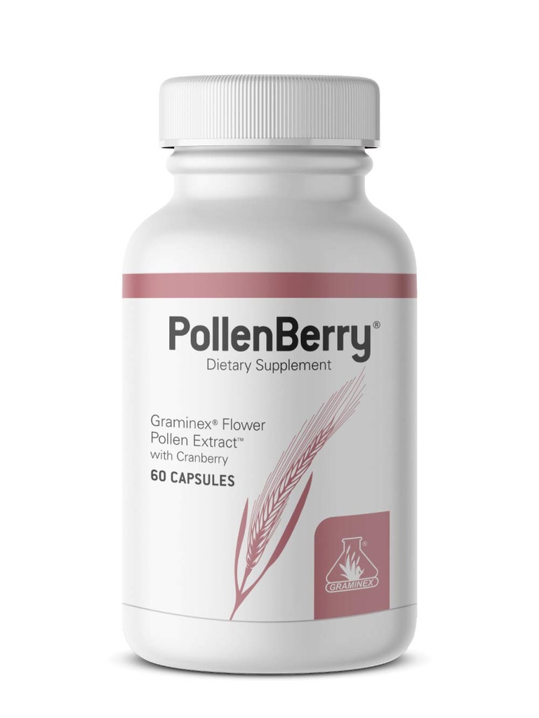 Graminex PollenBerry Integratore alimentare - G60 Estratto di polline di fiore concentrato, Polvere di mirtillo - Supporta pelle, tratto urinario e salute della vescica - Antiossidante naturale, 60 capsule
