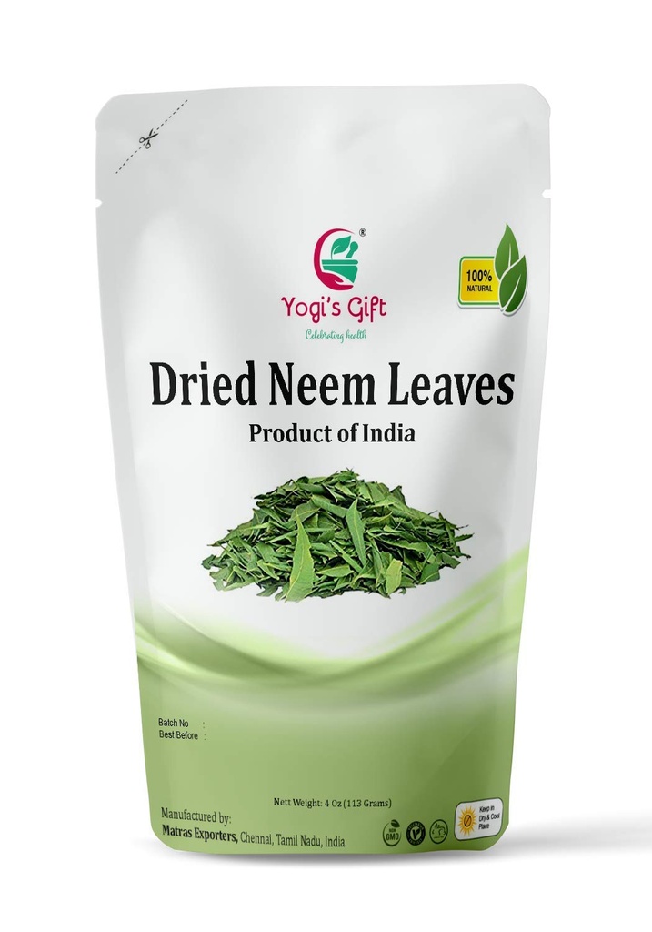 Yogi’s Gift | Organic Dried Neem lascia 4 oz | 100% Natural detox tea (circa 1800 Whole Leaves) | Prodotto dell’India | Azadirachta Indica Leaf | Margosa lascia | Non-GMO, Eticamente Sourced | Nim Tree