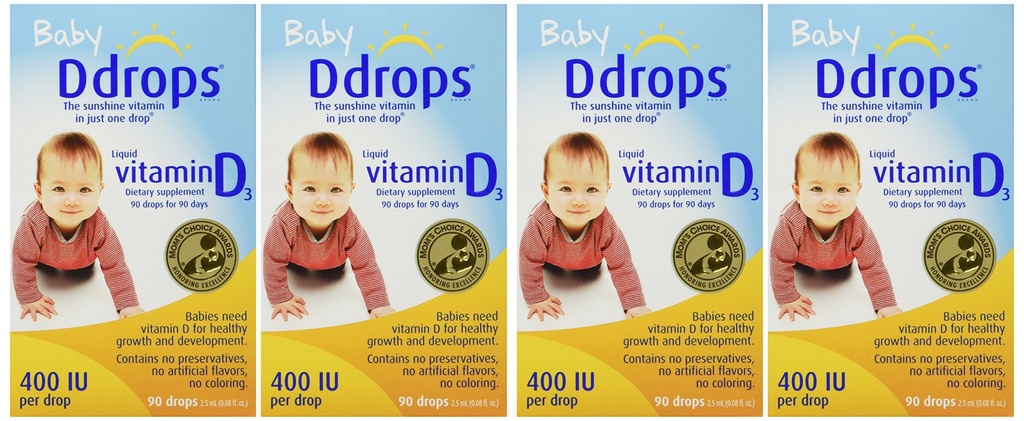 Ddrops Baby 400 Iu 90 Gocce 0.08 Ounce fluido (4 Confezione)