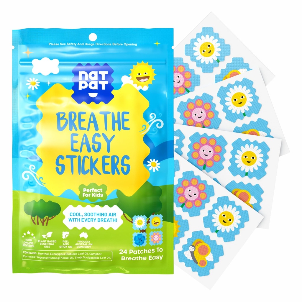 NATPAT Respira adesivi facili - Stuffy Patch per bambini e adulti - All-Natural Cold and Allergy Relief for Congestion, Chemical and Drug Free - BuzzPatch Natural Patch (24 Pack)