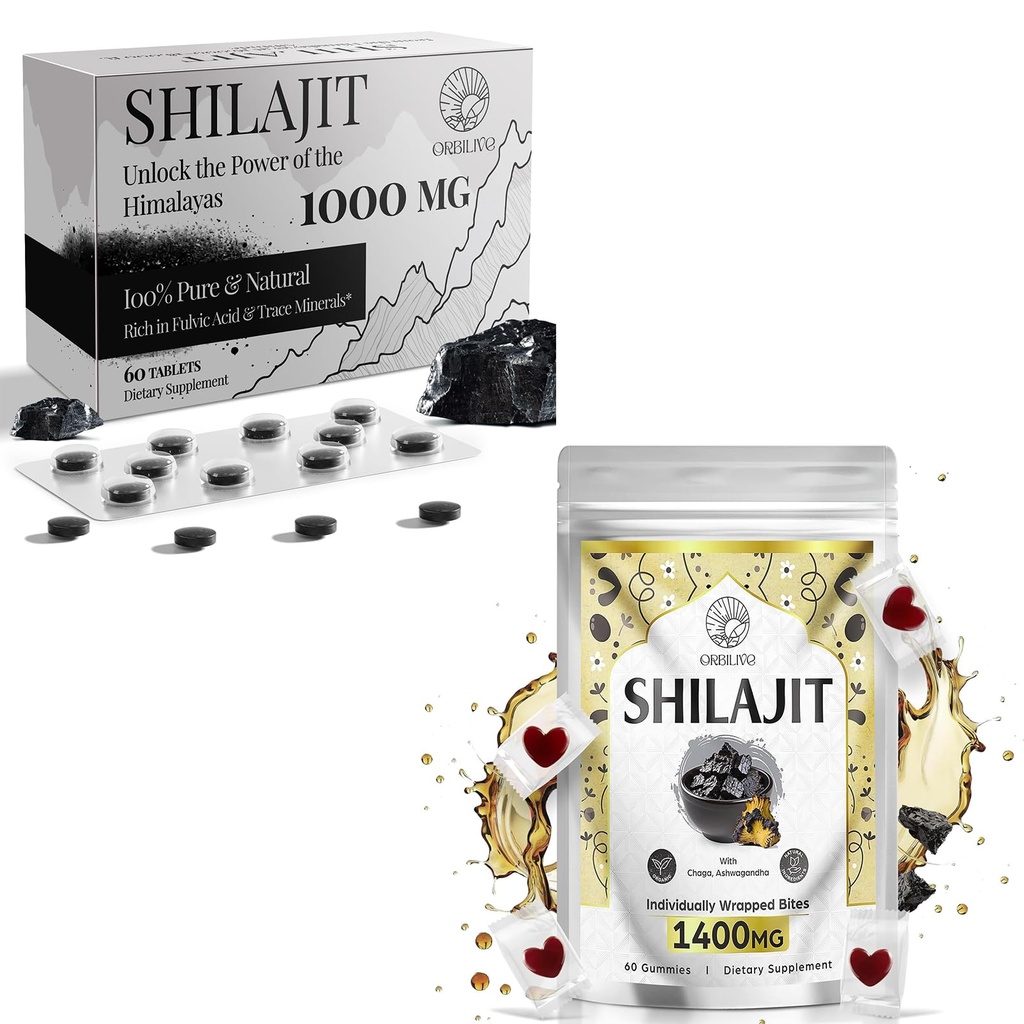 1400 MG Shilajit 60 Gummies con 1000 MG Shilajit compresse 60 Conte
