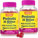 WellSì (2 Confezione 25 miliardi di Probiotici + Prebiotici per Uomini e Donne Gummies - Supporto Digestivo, Salute Gut, Gomma di Supporto Immune - Probiotici per la Salute Digestiva con 12 Strains - 60 Gummies