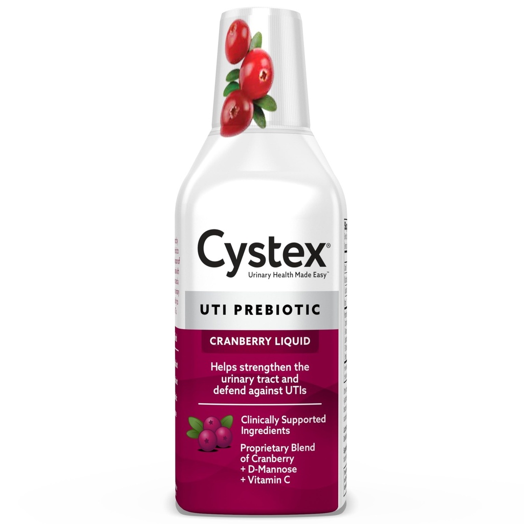 Cystex UTI Support & Urinary Health Supplement - Prebiotico senza zucchero di mirtillo con D-Mannose, Vitamina C, & Bromelain per la protezione e la manutenzione UTI - Formula liquida - 7.6 fl oz - (Pack of 1)