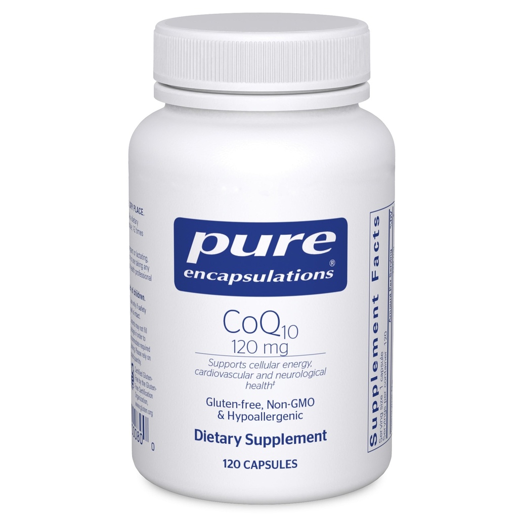 Pure Encapsulations CoQ10 120 mg - Coenzyme Q10 Supplemento per la salute del cuore, l'energia, gli antiossidanti, la salute del cervello e della memoria - Salute cellulare, cognizione e supporto cardiovascolare* - 120 capsule