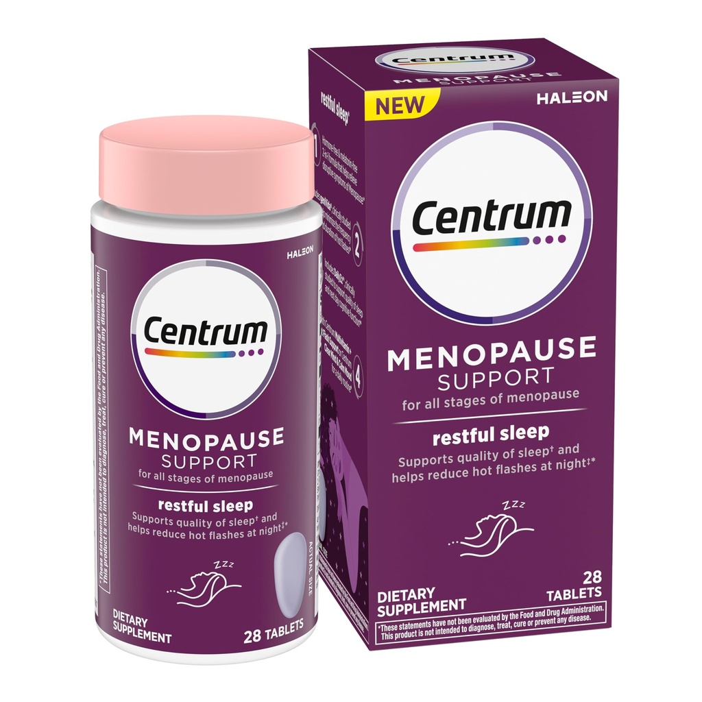 Centrum riposo menopausa sonno Tablet di sostegno, supplemento con clinicamente studiato DailyZz e geniVida, 28 conte