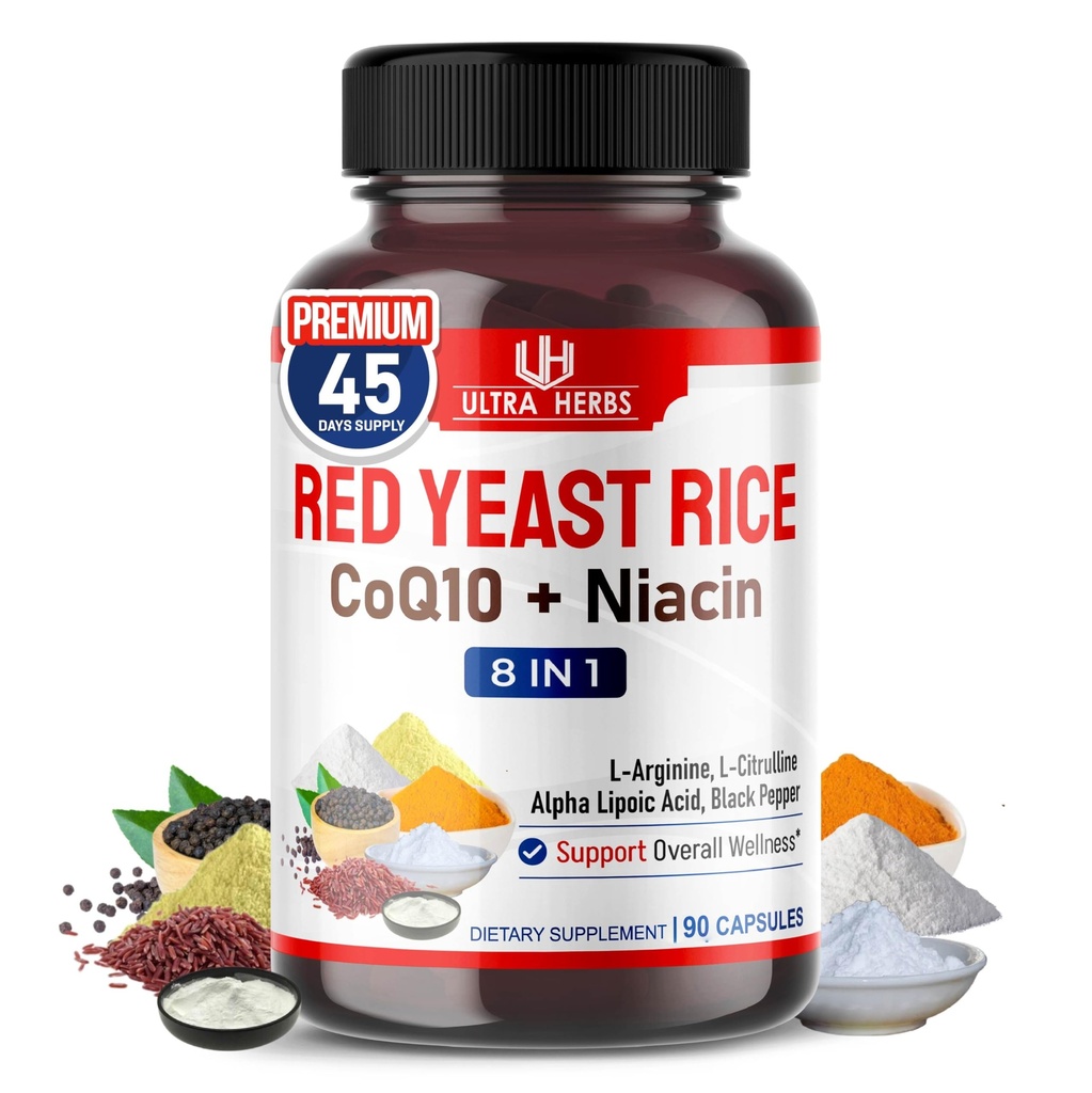 Ultra Red Yeast Rice CoQ10 - Promuovere la salute generale con niacina, L-arginina, L-citrullina (90 conteggio (pacchetto di 1))