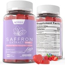 Integratori di zafferano Gummies 100mg - 100% puro di zafferano estratto con glicinato di magnesio, L-teanina, curcuma, Ashwagandha, miele e vitamina B complesso per Mood & Power, Antiossidante, Vitalità - 120 Conte
