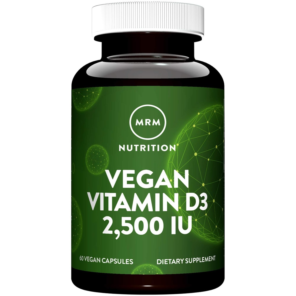 MRM Nuturition Vegan Vitamin D3 2.500 IU | Bone + Immune Salute | Fatto da licheni | Supports Calcium Absorption | Vegan + Per vegetariani | 60 Serve