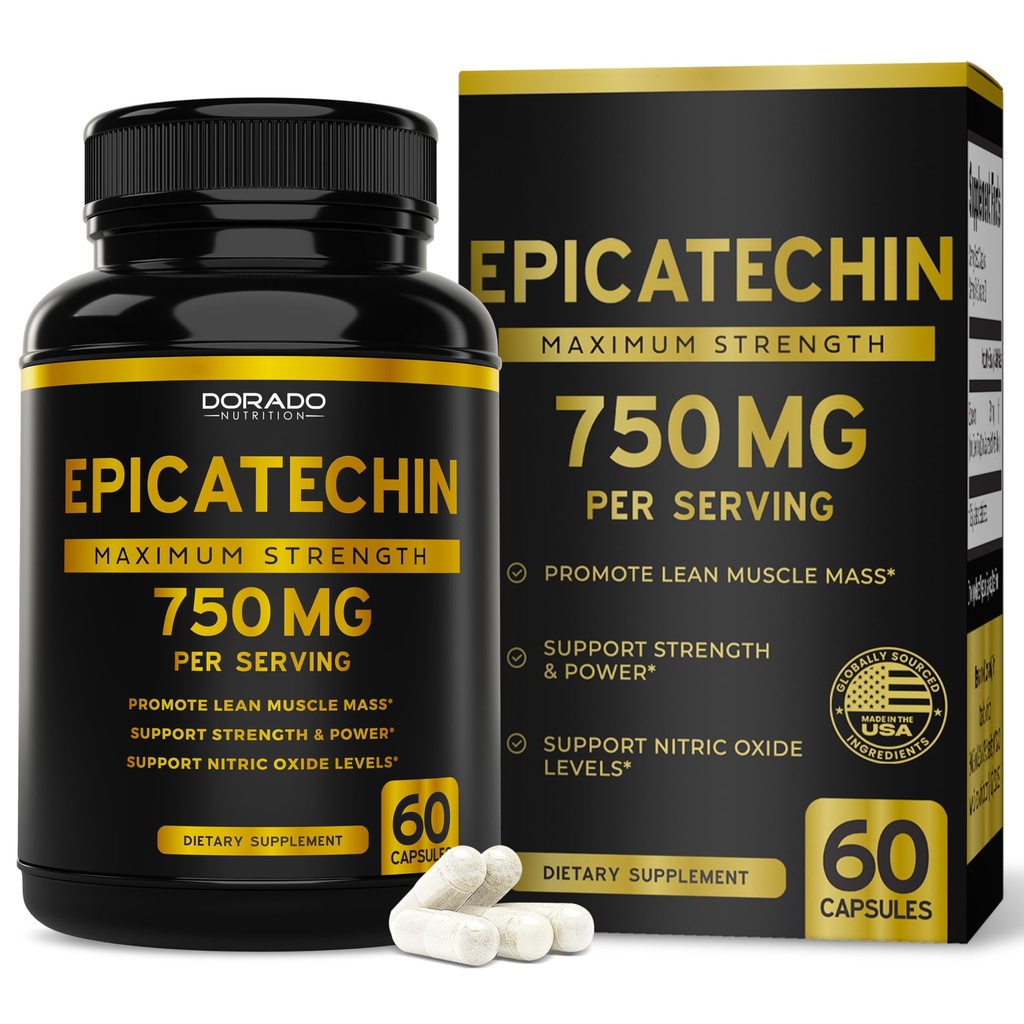 Epicatechin Extract 750mg Per Serving - (60 capsule) - Supporta muscolare magra, ossido nitrico, inibitore di Myostatin, Stamina, Endurance, Pompa & Gains - Non-GMO & Vegan Supplement - (60 Count)