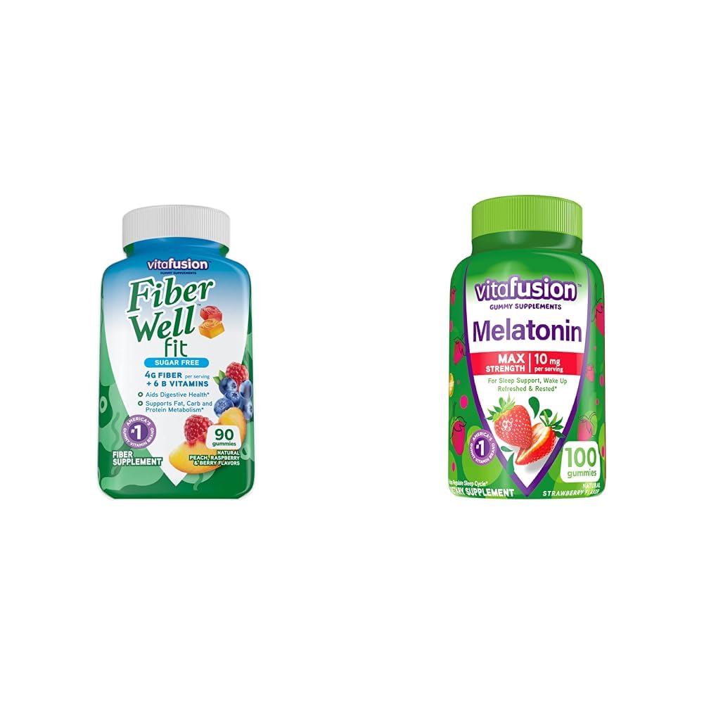 Vitafusion Fiber Well Fit Gummies 90 Conte e massima resistenza Melatonin Gummies 100 Conte